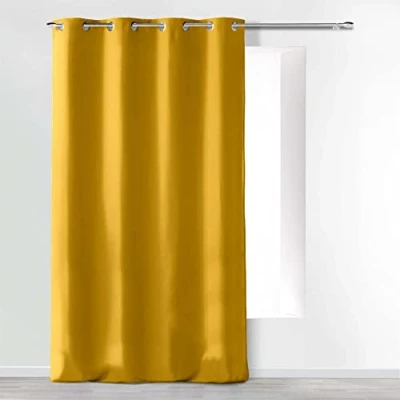 Image de douceur d&#039;intérieur, Rideau à Oeillets (140 x 260 cm) Absolu Moutarde, Microfibre