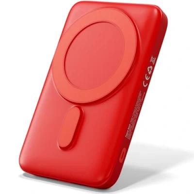 Image de Powerbank USB C [10.000mAh] Rouge Chargeur Portable, magnétique sans Fil à Induction, Charge Fil, QC 22,5 W et PD 20 Rapide, Entrée Type intégrée
