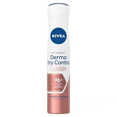 Image de NIVEA Derma Control 96 h Déodorant spray (1 x 200 ml), Détranspirant contre la transpiration excessive, l’humidité et les odeurs, cliniquement approuvé, femme à formule brevetée