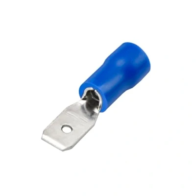 Image de Heschen mâle rapide Déconnecte Vinyle isotherme 4,8 x 0,5 mm câble terminal pour 1,52,5 mm² (1614 AWG) Bleu Lot de 100