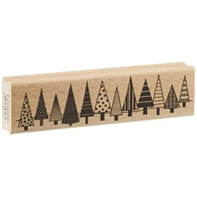 Image de Florilèges Design FF310038 Tampon Scrapbooking Bordure de Sapins Beige 4 x 15 2,5 cm