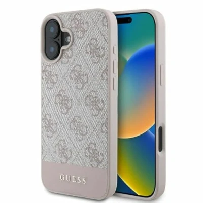 Image de Étui Guess pour iPhone 16 6.1 rose étui rigide 4G Bottom Stripe Neuf