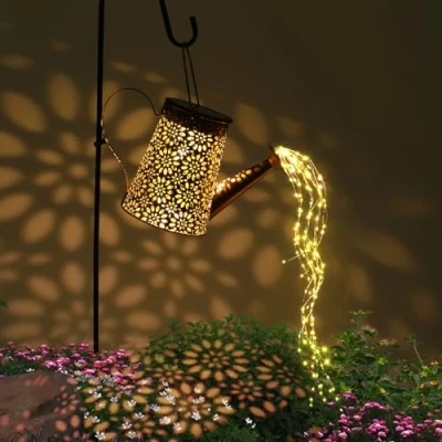 Image de Arrosoir avec Lumières Solaire Féeriques Décoration Jardin Lumières, GuKKK Lumineuse Exterieure, IP65 Imperméable, à LED l&#039;Extérieur Support (F)