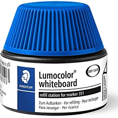 Image de Staedtler Lumocolor 488 51 Flacon Recharge 30 ml Pour Marqueurs Effaçables À Sec Bleu, 1x Nachfüllstation
