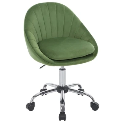 Image de WOLTU Chaise Bureau, Coiffeuse, Pivotante, de Bureau Ergonomique, Siège Rembourré avec Double Coussin, Réglable en Hauteur, pour Chambre, Velours, Vert, BS167dgn