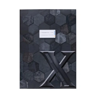 Image de HERMA 20091 Lot de 10 protège cahiers A4 en carton noir avec champ d&#039;inscription, papier solide et extra résistant, motif hexagonal pour scolaires, colorées