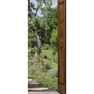 Image de Trompe l&#039;oeil porte Adhésif Mon Jardin Décoration Murale, Polyvinyle, Multicolore, 83 x 0,1 204 cm