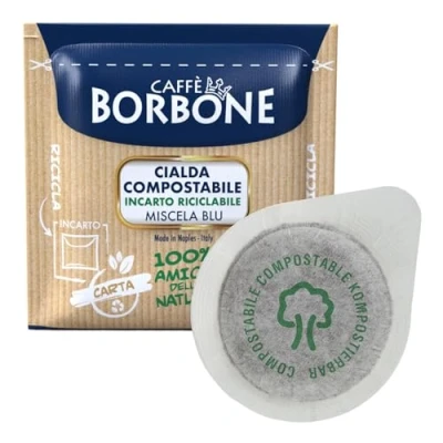 Image de Caffè Borbone Dosette Compostable, Emballage Recyclable, Mélange Bleu 100 Dosettes de Café Système ESE