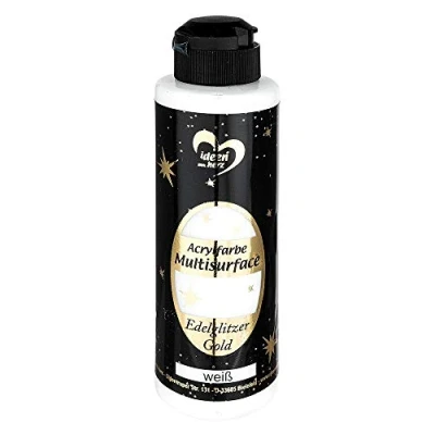 Image de Ideen mit Herz Peinture acrylique Multisurface à paillettes précieuses universelle base d&#039;eau Avec dorées scintillantes élégantes 180 ml (blanc)
