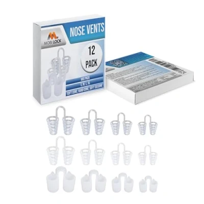 Image de Dispositif de soulagement des sinus (lot 12 types et tailles variés) Une solution simple pour les ronfleurs nasaux anti ronflement réutilisable par Mobi Lock