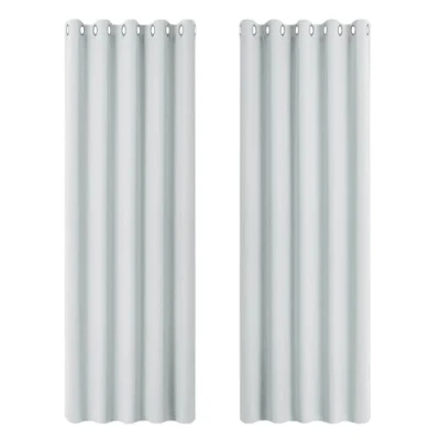 Image de PONY DANCE Rideau Blanc Occultant Decoration de Fenêtre Solid Uni Opaque Prêt à Poser Energie Ecologique pour Salon Chambre Maison, L167 x H228cm, Gris Blanc, 2 Pièces