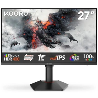 Image de KOORUI G2741L Ecran pc Gamer 27 Pouces, Dual Mode 4K UHD 3840x2160 at 160Hz et FHD 320Hz Gaming Ecran, Fast IPS 1ms HDR 400, 2xHDMI 2.1 &amp; DP 1.4, Adaptive Sync, Réglable en Hauteur