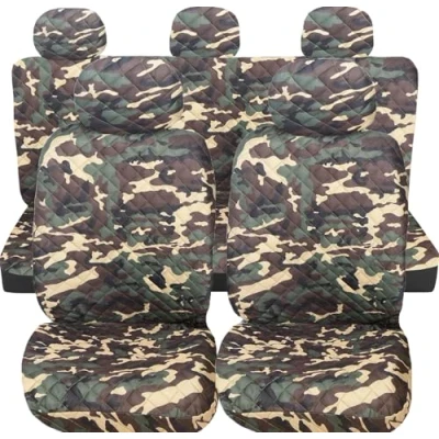 Image de Susy Shop Housses de siège voiture universelles, avant et arrière, compatibilité universelle montage simple (camouflage classique, ensemble complet)