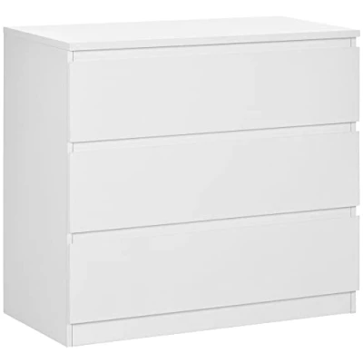Image de HOMCOM Commode 3 tiroirs Chambre Meuble de Rangement épuré Style Moderne pour à Coucher, Salon 80 x 39 73 cm, Blanc