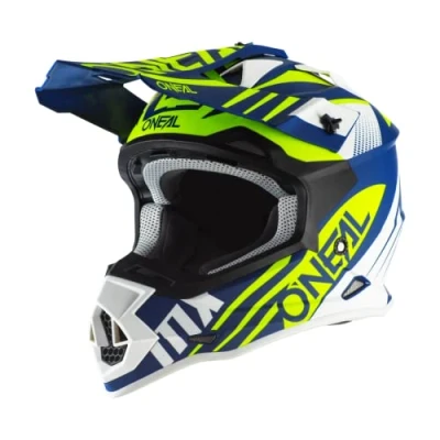 Image de O&#039;NEAL Casque Motocross MX Enduro Coque ABS, certifié ECE 22.05, Ouvertures pour Une Ventilation et Un Refroidissement optimaux 2SRS Spyde 2.0 Adulte Bleu/Blanc/Jaune Taille M