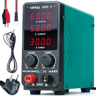 Image de YIHUA 605D III Alimentation de laboratoire banc d&#039;établi réglable variable 60V 5A DC labo avec pinces crocodiles mode CC/CV automatique pour l&#039;électronique la réparation galvanoplastie ingénierie