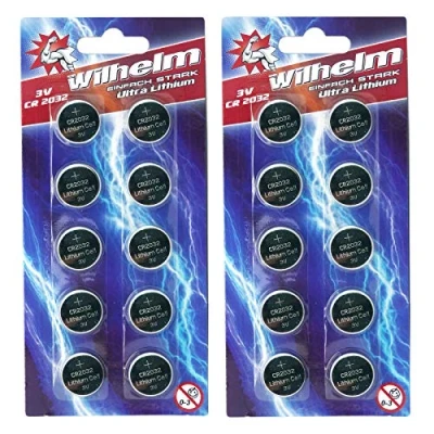 Image de Wilhelm Lot de 20 piles bouton au lithium CR2032 3 V CR 2032