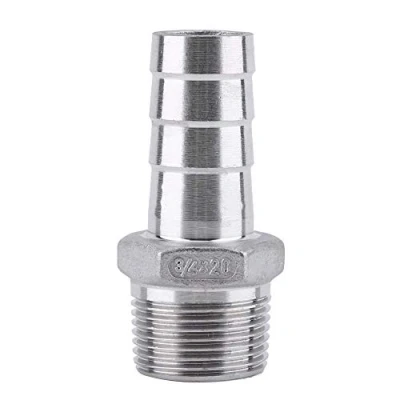Image de Connecteur Cannelé en Acier Inoxydable, Tuyau Cannelé, Inoxydable SS304 Raccord de à Filetage Mâle Queue BSP 1/8 &quot; 3/4&quot;(3/4 * 20mm)