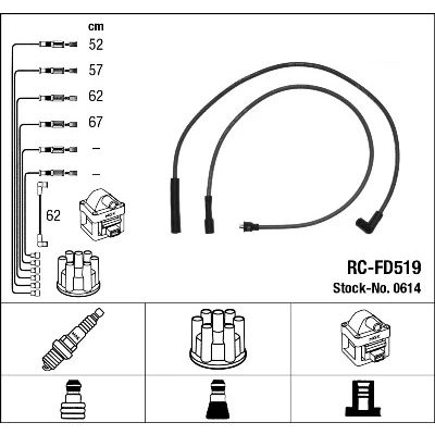 Image de NGK 0614 Jeu De Fils d&#039;Allumage 5 FORD: Sierra Mk1 3/5 portes, Scorpio 1, Berline