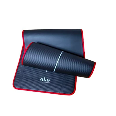 Image de Tapis de yoga OKO Epaisseur 1.5cm Couleur noire et bordeaux