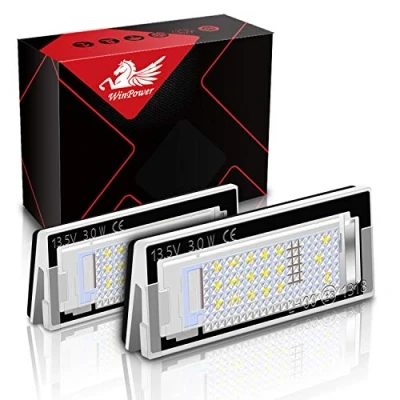 Image de WinPower Ampoule de plaque d&#039;immatriculation à LED Arrière Blanc pur 6000K Aucune erreur 18 SMD pour E39 5D Wagon Touring 2000 2003, 2 Pièces