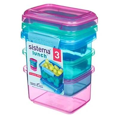 Image de Sistema Lunch Récipients de conservation alimentaire 400 ml Petits pots à encas Plastique sans BPA Coloris assortis Lot 3