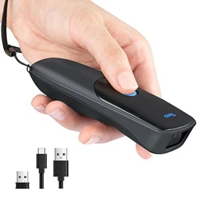 Image de Tera Pro Series 2D QR 3 in 1 Tragbarer Mini Barcode Scanner Bluetooth &amp; USB Kabel 2,4G Wireless mit Time Präfix/Suffix, 1200mAh Bessere Effizienzl, Modell 1300 Blau