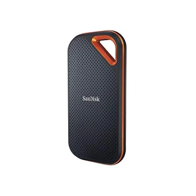 Image de SanDisk SSD NVMe Extreme PRO 2 To (portable, USB C, jusqu&#039;à 1050 Mo/s en lecture et écriture, robuste résistant à l&#039;eau, mousqueton)]