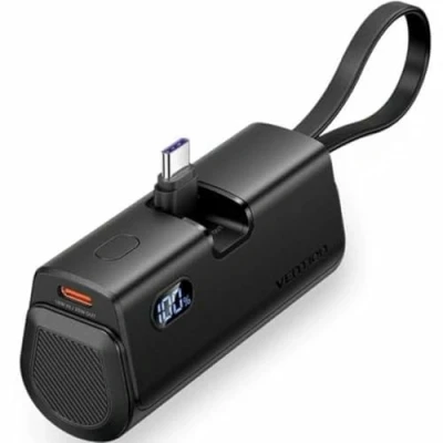 Image de Vention Banque d&#039;alimentation à écran LED 4800mAh (USB C Lightning USB C) 22,5W Noir Pliable Type