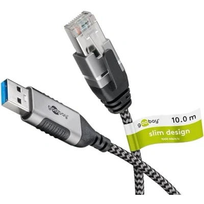 Image de goobay Câble USB A 3.0 vers RJ45 Ethernet CAT 6 Slim/Câble adaptateur/Connexion Internet filaire stable avec routeur/commutateur