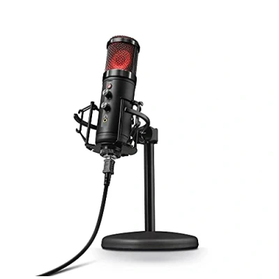 Image de Trust Gaming GXT 256 Exxo Micro USB, Directivité Cardioïde, Grille Éclairée, Fixation Universelle 5/8&quot;, Microphone pour Podcasts, Streaming, YouTube, Twitch, PC, Laptop, PS4, PS5 Noir