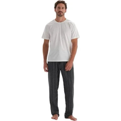 Image de Dagi Regular Waist Lined Jacquard Knitted Single Bottom Bas de Pyjama, Smoke, S pour des Hommes