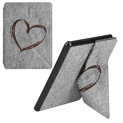 Image de kwmobile Étui pour liseuse électronique Compatible avec Amazon Kindle Paperwhite 11. Generation 2021 Housse à Rabat Origami en Feutre Brun foncé