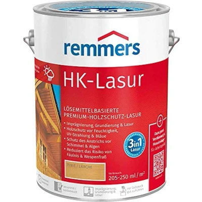 Image de Remmers Lasure HK Chêne clair, 5 litres, bois Premium, décorative, solvantée, pour l&#039;extérieur. Triple protection avec imprégnation, primaire, lasure.