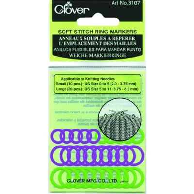Image de Clover soft stitch ring markers, Violet/Vert