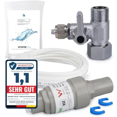 Image de smardy Kit de Raccords à Eau Réducteur Pression, Robinet d&#039;Arrêt, 5m Tuyau 1/4&quot; pour Réfrigérateur, Osmose Inverse
