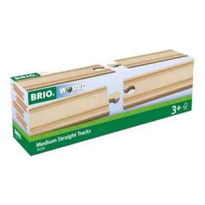 Image de BRIO World 33335 Rails Moyens Droits 144 mm Accessoire pour circuit de train en bois Jouet garçons et filles à partir 3 ans
