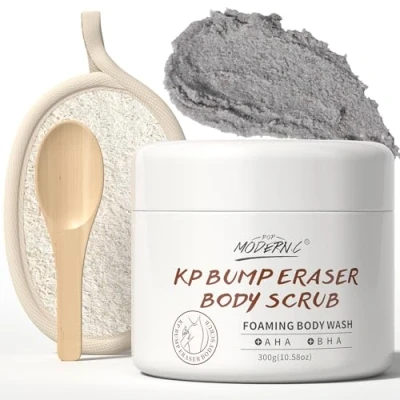 Image de Gommage Corporel Kp Bump Eraser pour la Kératose Pilaire Jambes à Fraise Femmes et Hommes Avec Acide Salicylique AHA Exfoliant Peau de Poulet Zone du Bikini des Fesses