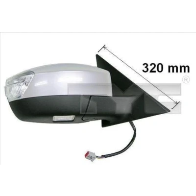Image de Rétroviseur extérieur Tyc 310 0125 droit avec couche d&#039;apprêt pour ajustage électrique des rétroviseurs, Rabattable électriquement, convexe, chauffant
