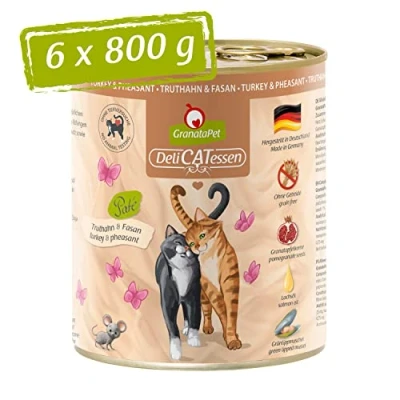 Image de GranataPet Delicatessen Nourriture Humide pour Chats à la Dinde et au Faisan Chat Les gourmets sans céréales Sucre 6 x 800 g