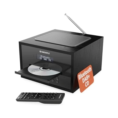 Image de Mini Chaine HiFi CD Player Lecteur Bluetooth Poste Radio Dab+ Affichage LED Double Alarme, 20 Présélections et FM USB, MP3, AUX OAKCASTLE DAB400