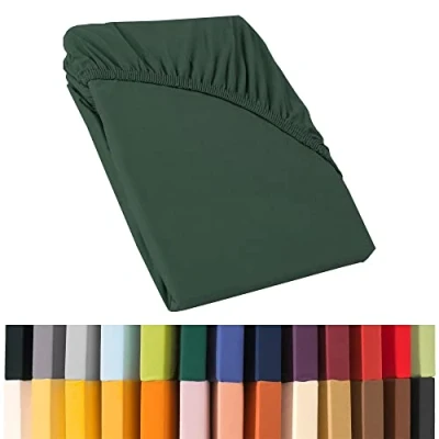 Image de CelinaTex Relax Drap Housse lit sommier tapissier Lits à Eau Coton 180x200 200x220 cm Vert Sapin
