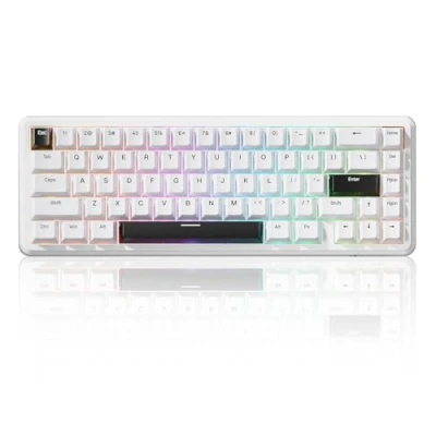 Image de ATTACK SHARK X65 HE Clavier Gaming Filaire 65% avec Switchs Magnétiques, Taux 8000 Hz, Activation Réglable 0,01 mm, Keycaps PBT, Pilote QMK, RGB Personnalisable, Déclenchement Rapide (Blanc)