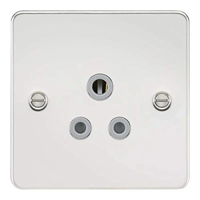 Image de Knightsbridge FP5 APCG Prise plate sans interrupteur, chrome poli avec insert gris, 5 A