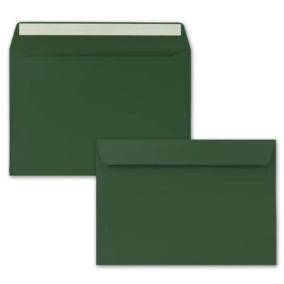 Image de Lot de 25 Enveloppes DIN C5 Vert mousse (vert) 16,2 x 22,9 cm Fermeture adhésive élégantes pour grandes invitations et cartes un anniversaire ou mariage