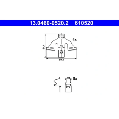 Image de ATE 13.0460 0520.2 Kit d&#039;accessoires, plaquette de frein à disque AUDI: Q5, A4 B9 Avant, A6 C8 Berline