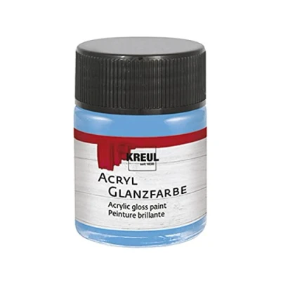 Image de Kreul 79514 Peinture Brillante, 50 ml Verre en Bleu Ciel, Acrylique Lisse à Base d&#039;eau pour Peindre et bricoler, résistante la salive, séchage Rapide Opaque, Sky Blue, Set de Pièces