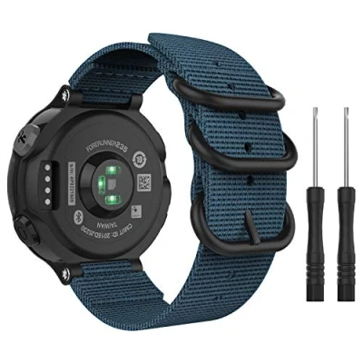 Image de MoKo Bracelet Compatible avec Forerunner 235/235 Lite/220/230/620/630/735XT/Approach S20/S6/S5, de Montre Remplacement en Nylon Tissé Bleu