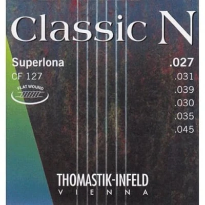 Image de Thomastik Cordes Guitare classique Classic N Series Jeu Superlona Light Flatwound CF128 filet plaqué