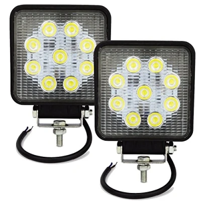 Image de AUXTINGS 2 pièces 4 Pouces 27W Phare de Travail Barres d&#039;éclairage LED, Feux à Large Faisceau pour camions Tout Terrain SUV et 4x4 antibrouillard,CC 12V 24V